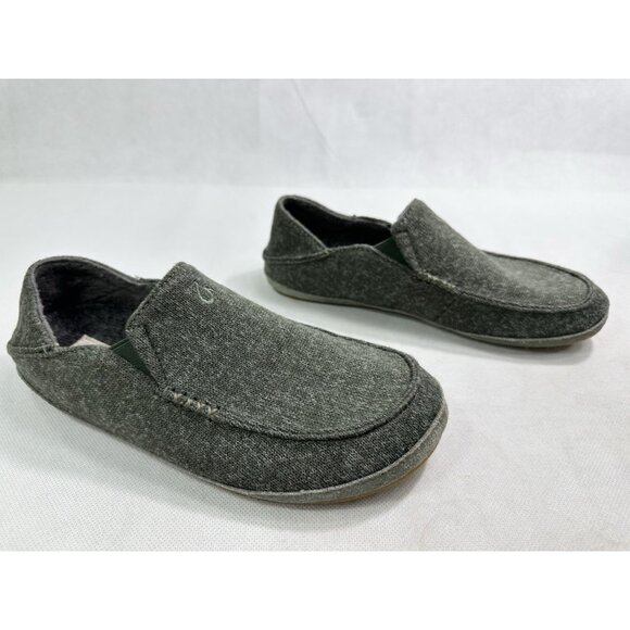 Olukai Moloa Hulu Wool Blend Slippers Loafers Trench Green Men’s 7 EUC - Picture 1 of 7